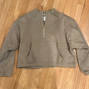 Lounge Varsity Quarterzip, Tan, Size S